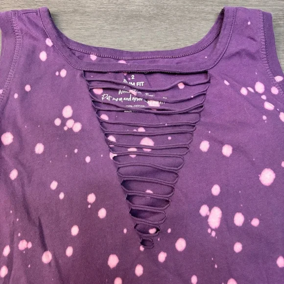 Torrid Cotton Slim Fit Purple Pink Tie Dye Slasher Tank Women Plus Size 2 - Picture 4 of 10